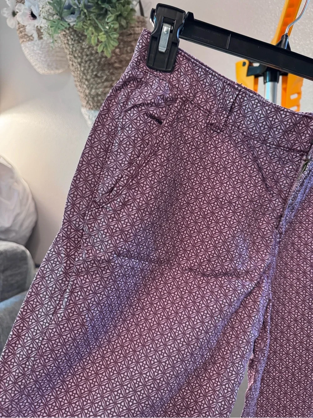 H&M Purple Printed Linen and Cotton Pants Size 8